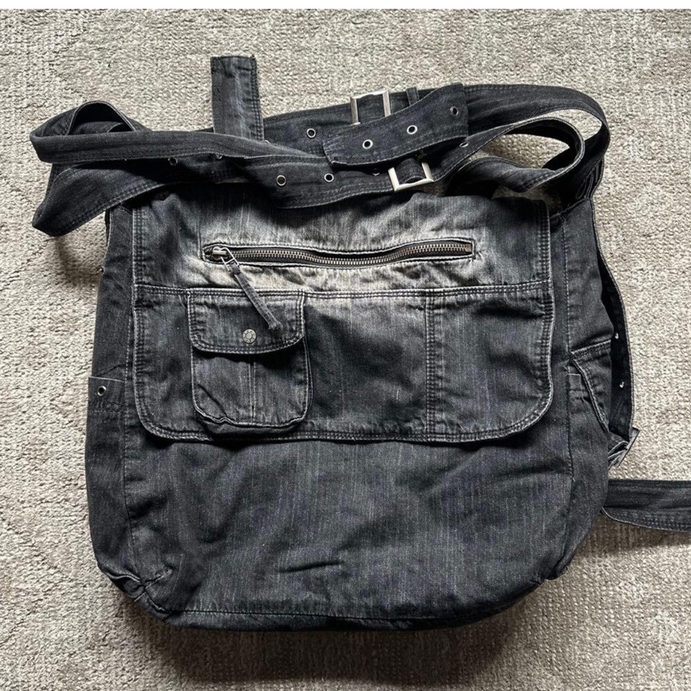 JadedLondonStellar denim messenge shoulder bagwashed black a unisex crossbodybag - Picture 5 of 8